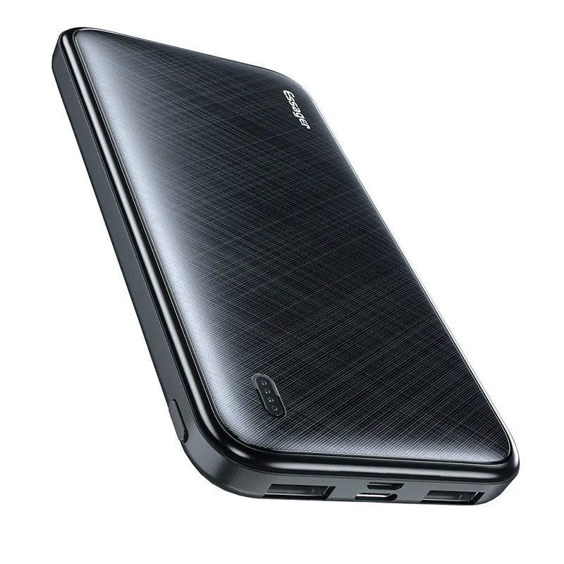 Essager portable power bank with 10000mAh capacity in black colour on a surface