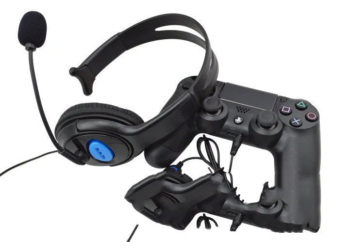 Black over-ear wired PS4 gaming headset with a 3.5mm plug.