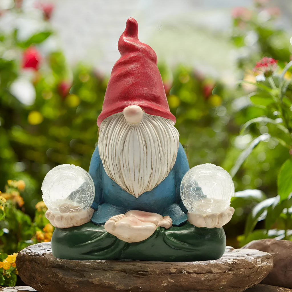 Solar LED resin garden statue of faceless old man dwarf measuring 27cm for outdoor decoration