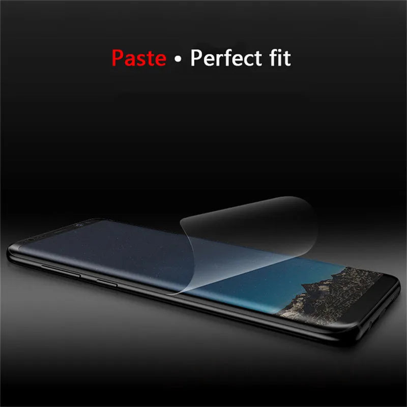 Purple light hydraulic film curved screen protector for Samsung Galaxy smartphone.