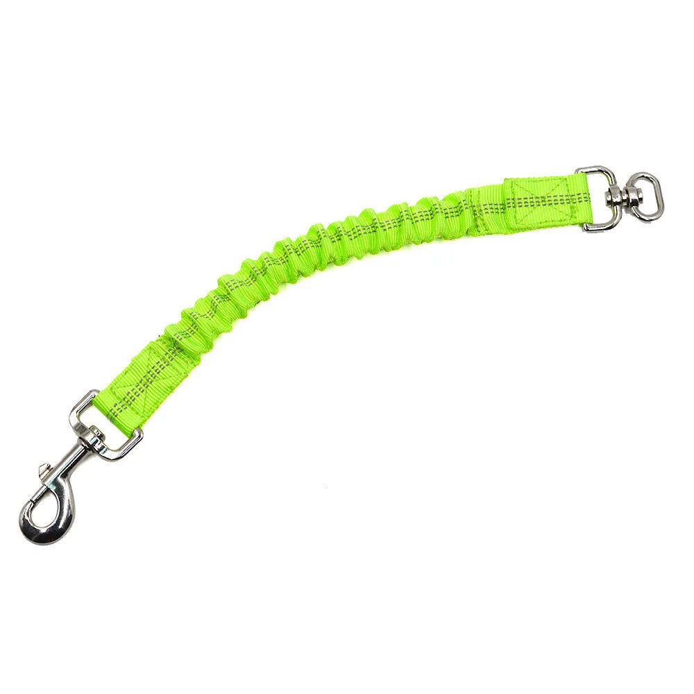Reflective elastic nylon dog leash extension belt in black, scalable 37-45 cm