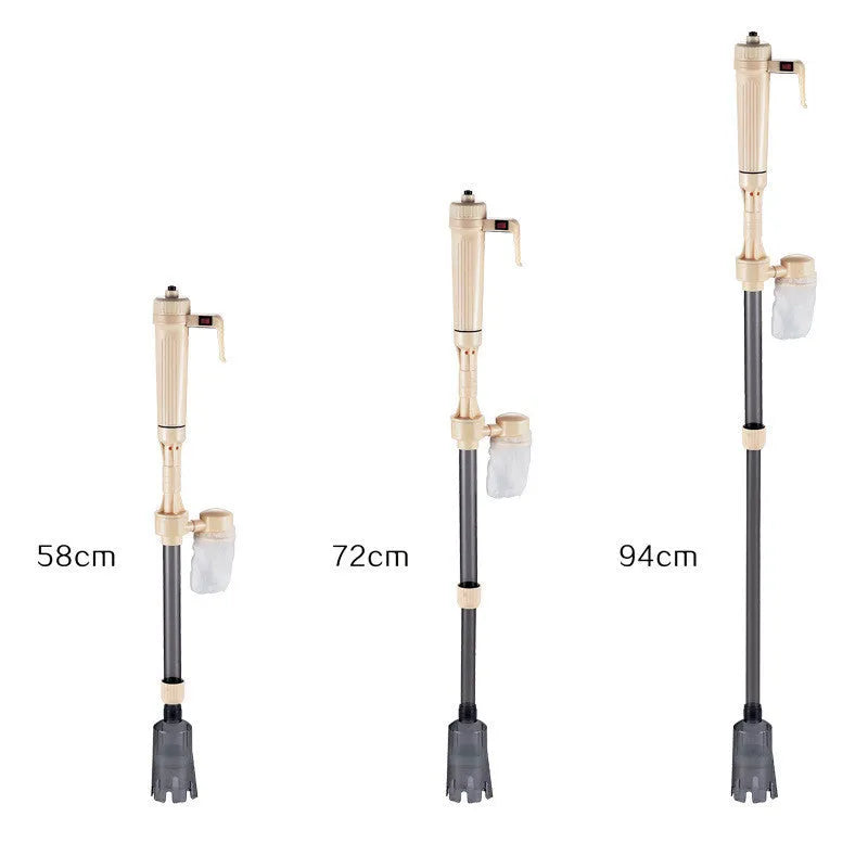 Light yellow electric fish tank sand washer with 90-degree right angle head and anti-skid grip