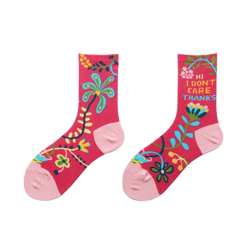 Women's cotton socks pile up style in blue, coffee, light green, pink colours on white background