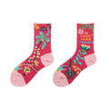 Women's cotton socks pile up style in blue, coffee, light green, pink colours on white background