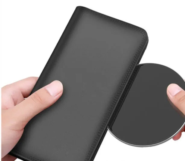 Ultra-thin aluminum wireless charging pad in metallic colour with LED indicator