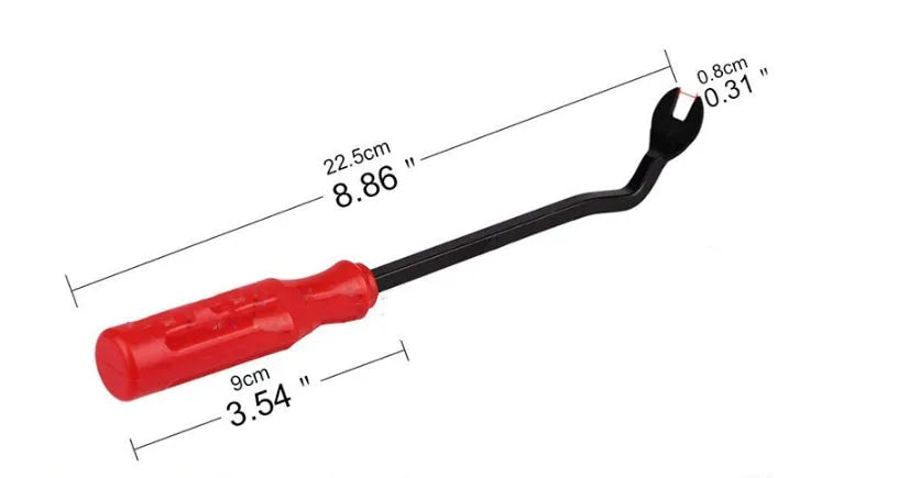 Box of 415 car door lining retaining clips for Ford General models with optional screwdriver and tools
