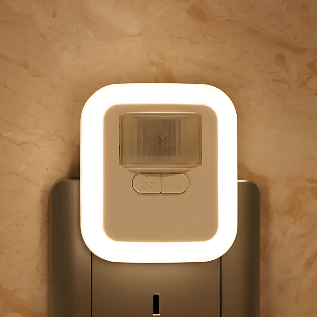 Automatic energy saving LED night light with motion sensor, 8 LEDs, 400LM, 3000K, US or EU plug, ABS housing