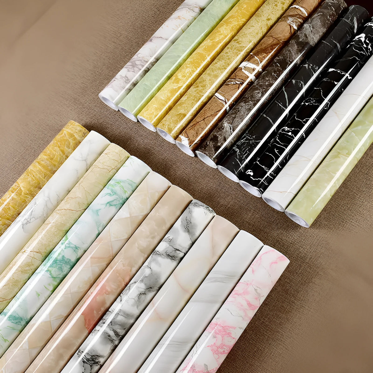 Imitation marble PVC wallpaper sticker for kitchen furniture – waterproof and heat resistant grey pattern roll