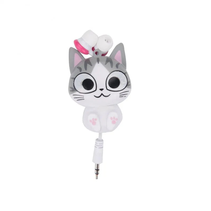 Cartoon telescopic wired headset with PVC earplugs and 0.8m PU cable