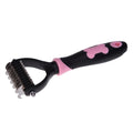 Blue pet dematting comb with stainless steel teeth and soft handle for dogs and cats