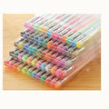 100 colour gel pen set with mixed watercolour and highlighter pens in plastic barrels