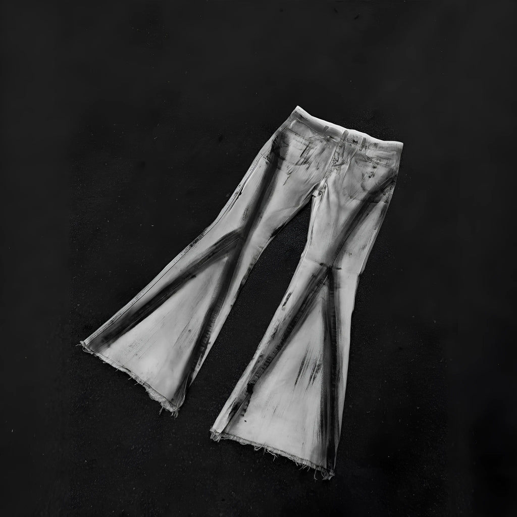 White American street retro jeans with ribbon gradient details and heavy selvedge denim construction