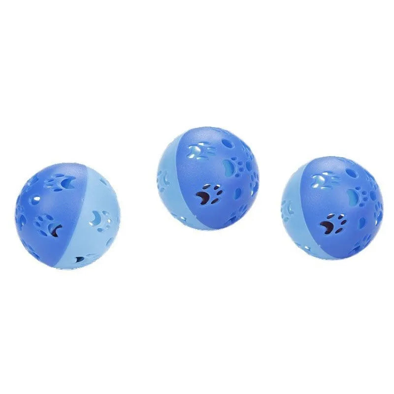 Hollow plastic cat toy ball, 5cm diameter, sounding toy in pink or blue, 20g Pethome pet ball