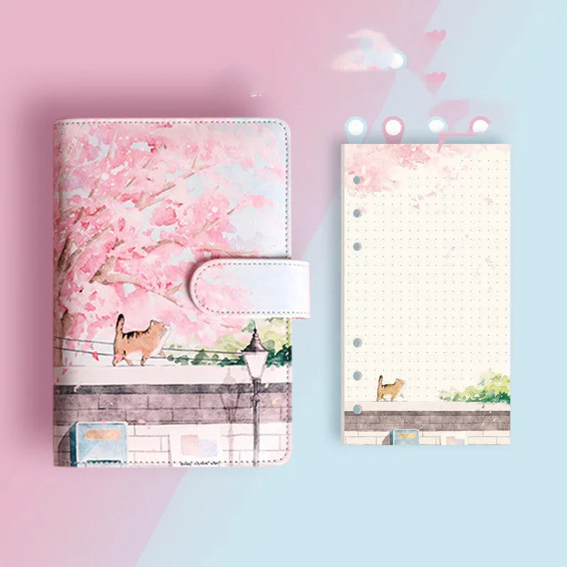 Loose leaf notebook student set with Daolin paper in pink colour options, 93mm by 170mm size