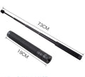 Black retractable selfie stick with handheld stabilizer grip extended for smartphone photography
