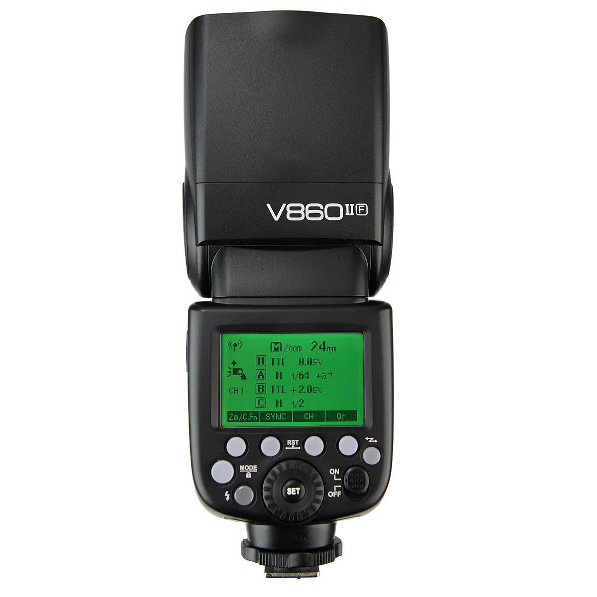 Godox V860II second generation professional flash in black with 20-200mm range and AA battery power