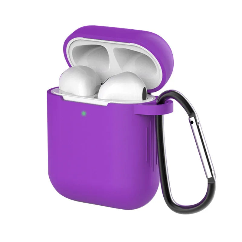 Silicone clamshell protective case for Apple AirPods 1 and 2 in various colours