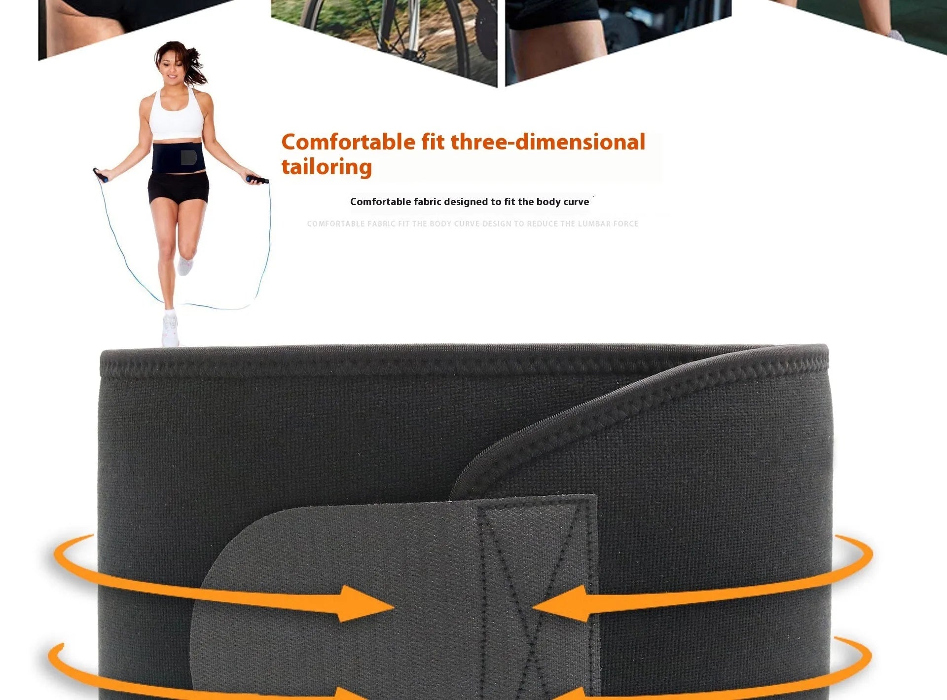 Neoprene lumbar support belt for fitness and running in black, blue or pink colours