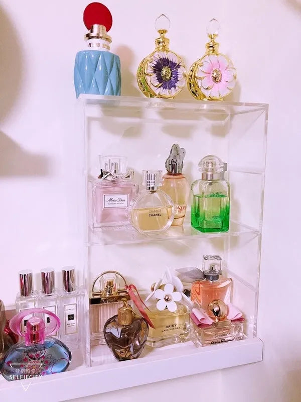 Clear acrylic storage box 24x10x34cm cosmetics organiser plexiglass display stand on vanity