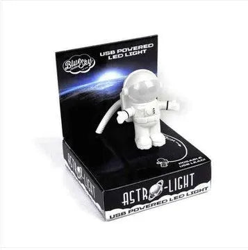 Astronaut USB LED desk lamp with flexible gooseneck and helmet switch on a desk