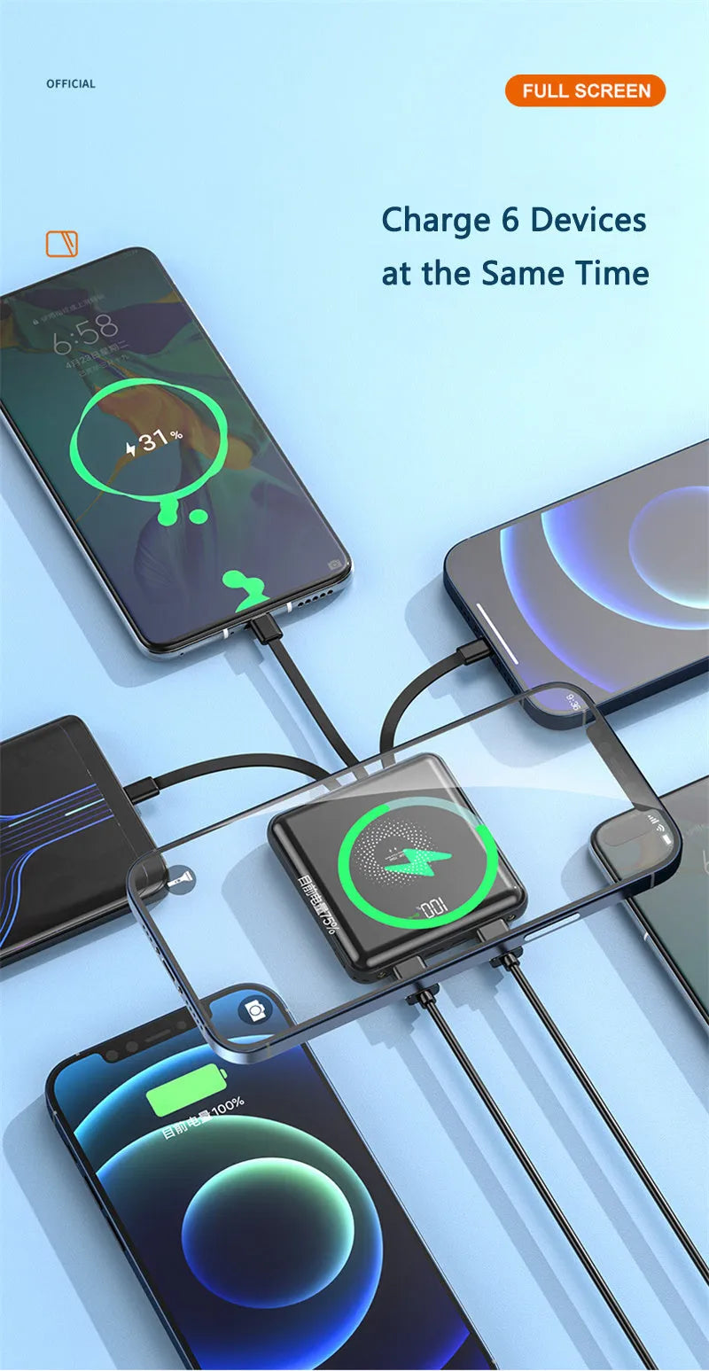20000mAh PD fast charge power bank with LCD display in black, green, or red colour