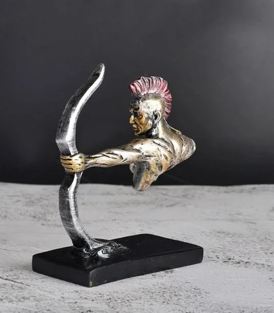 Indian bow and arrow resin car ornament on dashboard, compact 10.5 x 11.5 cm, colour as shown