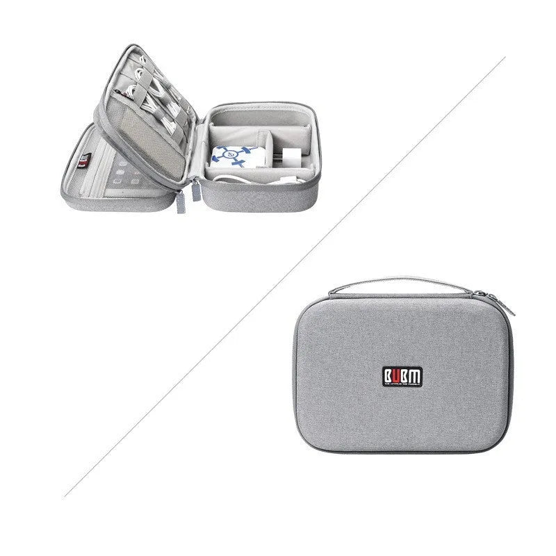 Black and grey EVA digital storage bag for headphones with hand bag shape design