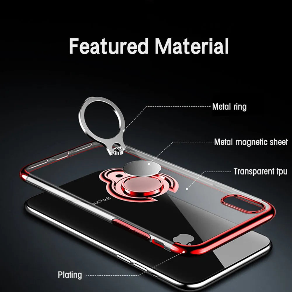 Mobile phone case with magnetic ring compatible with iPhone models in five colours