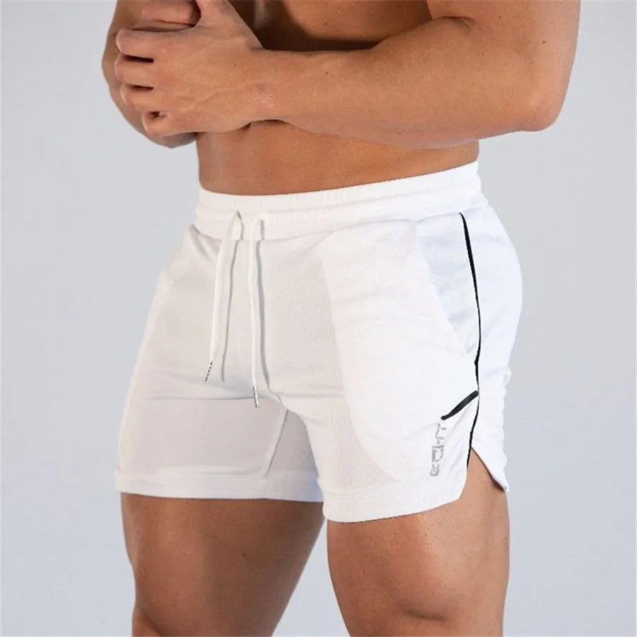 Men quick dry fitness bodybuilding shorts in black polyester blend side view