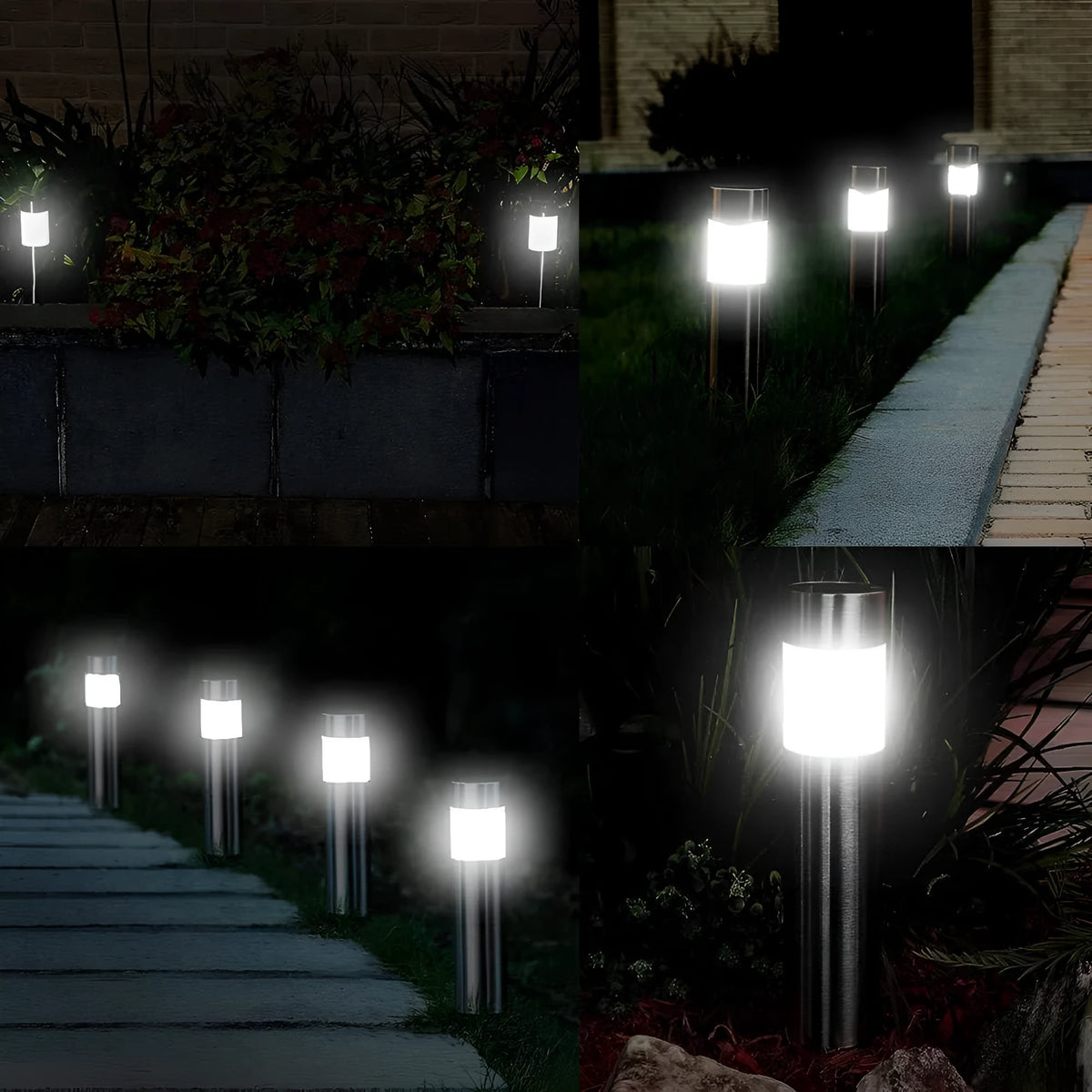 Solar cylindrical lawn light, 5.5x5.5x23cm, with 2.5x2.5cm solar panel, white LED and AAA 300mAh battery