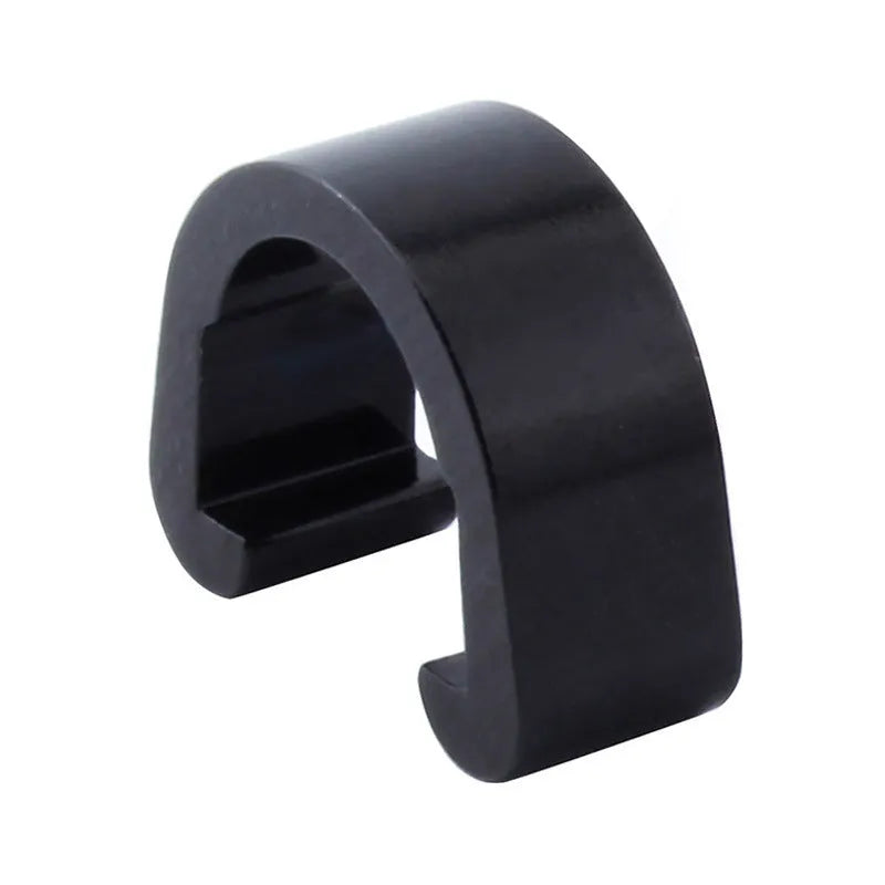 Aluminium alloy C-shaped buckle in multiple colours, shown with a keyring for scale.