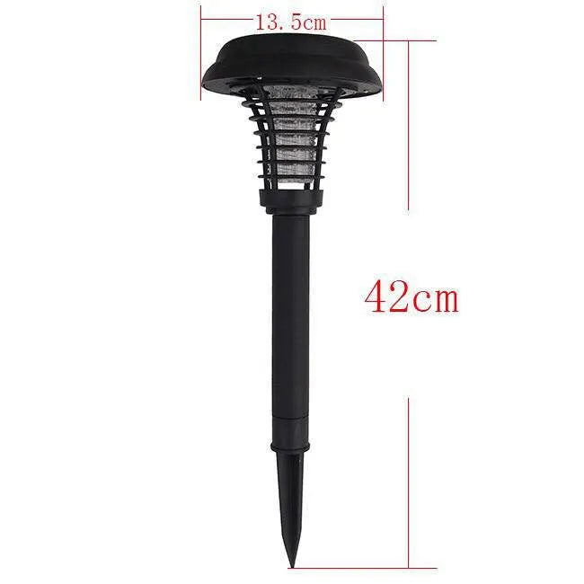 Black solar insect killing mosquito lawn lamp with UV purple light and white LED for garden pest control