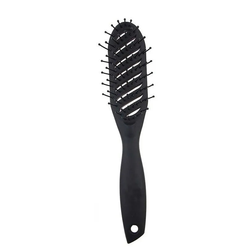 Anti-static vent hairbrush comb in black, measuring 240x55mm with hollow design and SBS nylon bristles