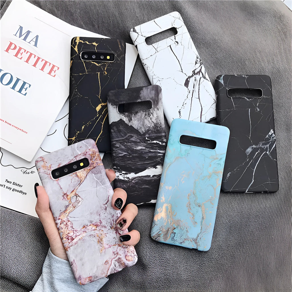 Marble pattern polycarbonate phone case for Samsung Galaxy smartphones in six colour options