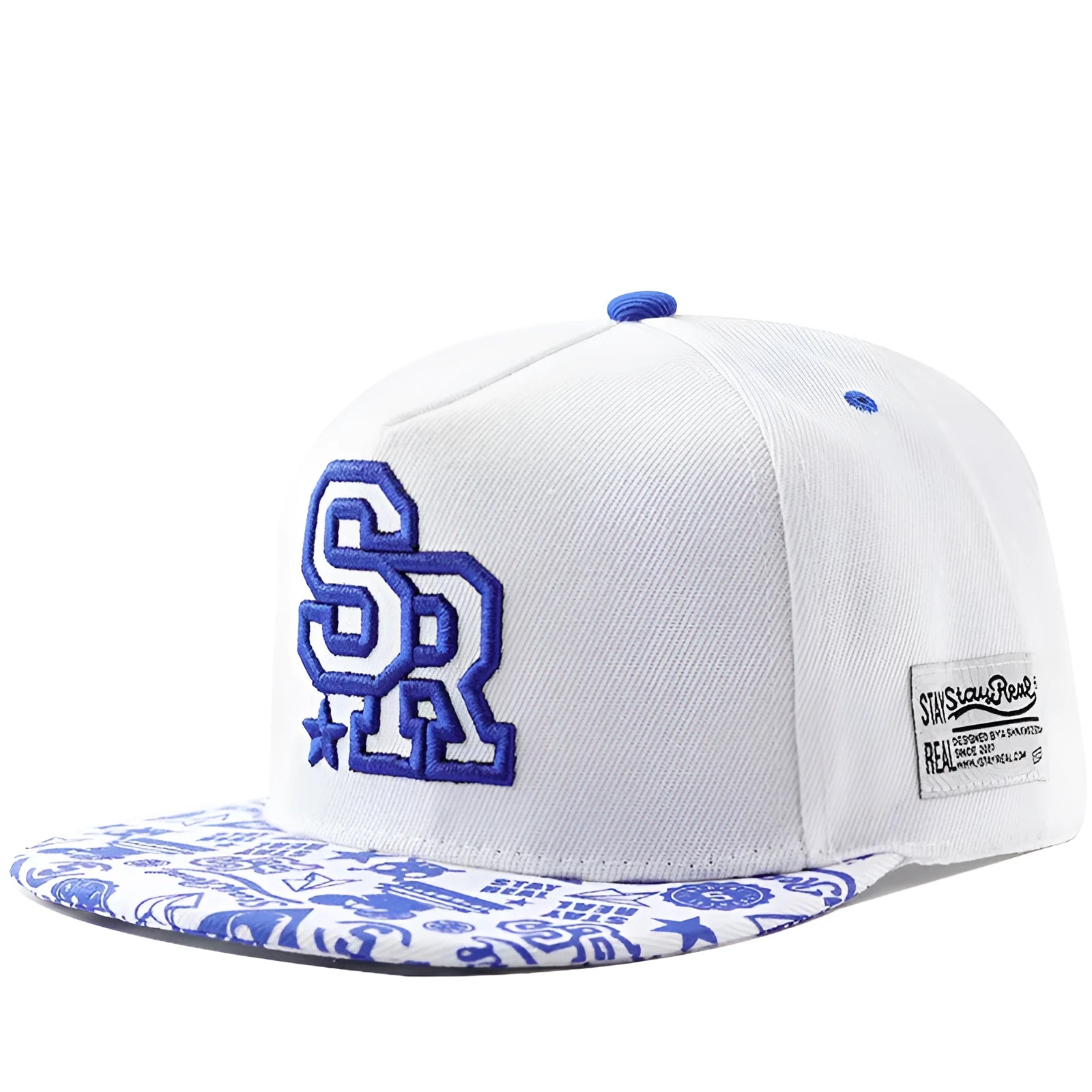 Cotton baseball cap with embroidered letters in black and white colour options