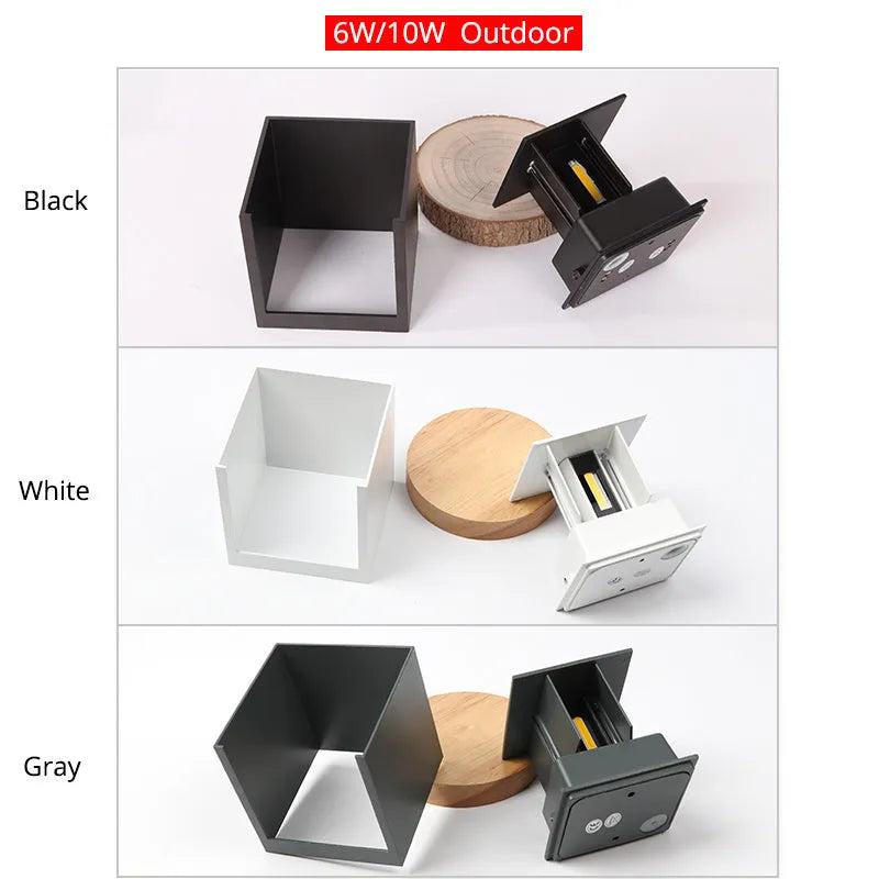 Black adjustable colour temperature aluminium indoor corridor wall lamp mounted on a wall