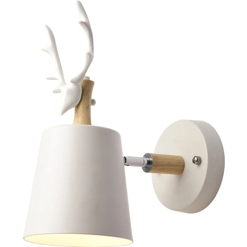 Modern antler wall lamp in black finish with iron and wood construction, measuring 24x29cm