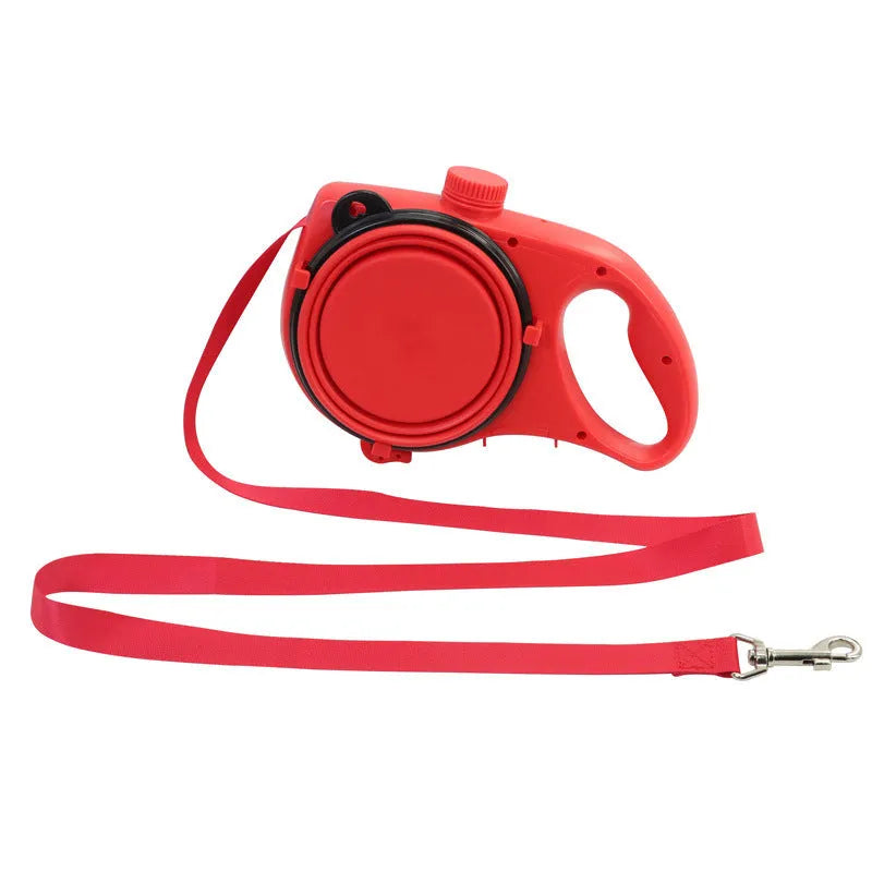 Pet leash with water bottle plastic rope 120cm long black blue red