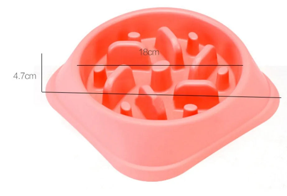 Anti-choke plastic dog bowl 20cm diameter, PP material, slow feeder for dogs, colour option shown