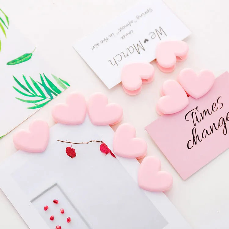 Pink love clip heart-shaped decoration 3.2 by 2.5 cm for holding photos or cards