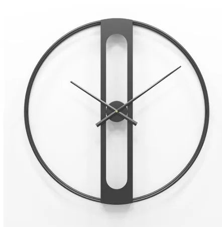 50 cm round metal wall clock on a wall in black and gold colour options