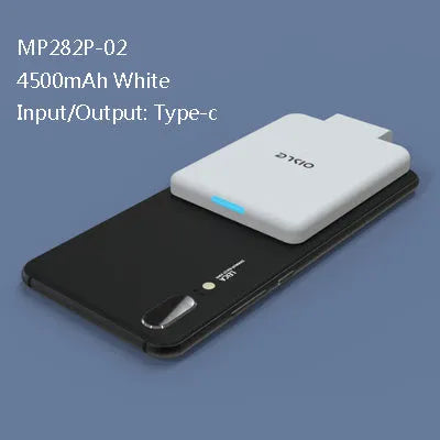 Slim 4500mAh back clip power bank in black, white, blue, pink, or red for iPhone Android Type-C charging