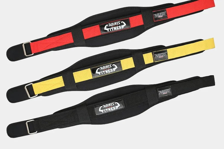 Nylon fitness weightlifting waistband in black, red or yellow colours with L, M, XL size options