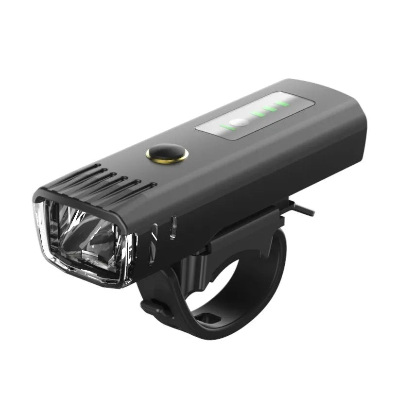 LED bike lights set black colour with front and rear lights USB rechargeable 1500 mAh battery