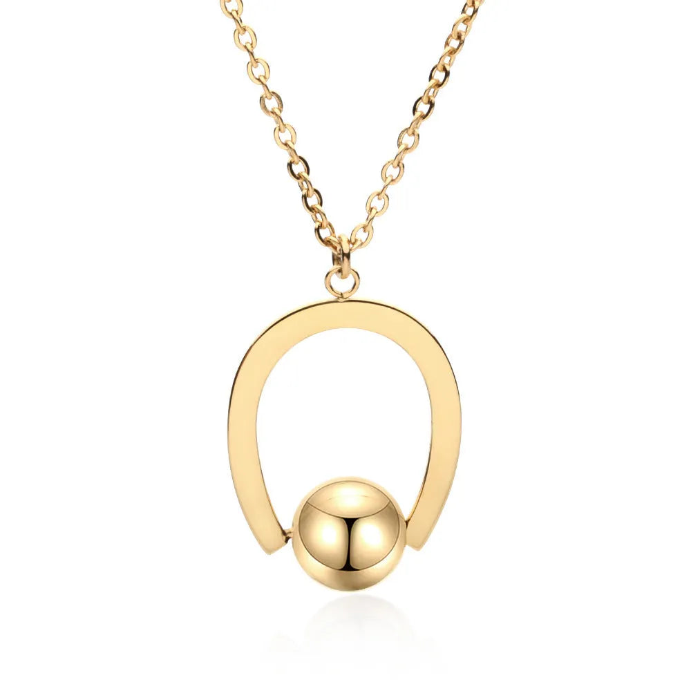 Adjustable stainless steel necklace with a geometric pendant on a cross chain in gold or silver.