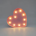 Romantic 3D love heart marquee letter nights lamp in pink plastic with warm white LEDs, wall mounted