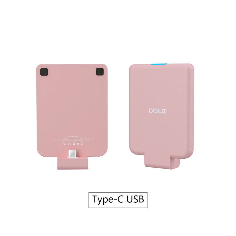Slim 4500mAh back clip power bank in black, white, blue, pink, or red for iPhone Android Type-C charging