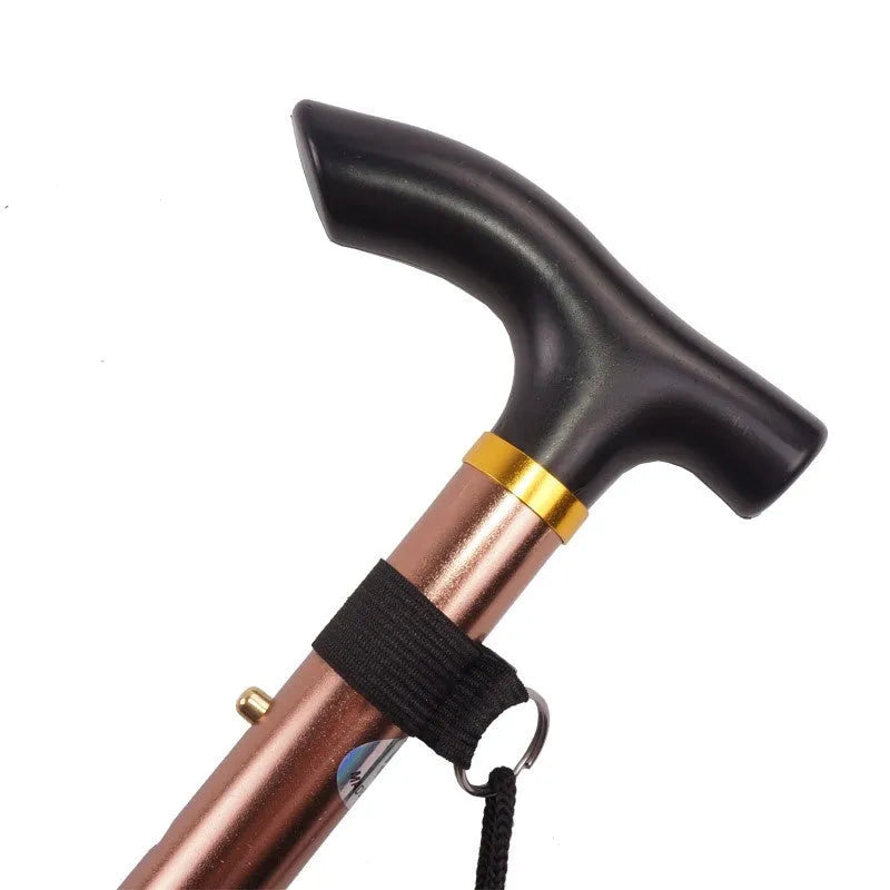 Aluminium folding walking stick with adjustable length and non-slip handle in six colour options