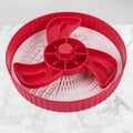 Slow feeder pet bowl with rotating game board, anti-choke silicone pad, and interchangeable licking mat in blue.