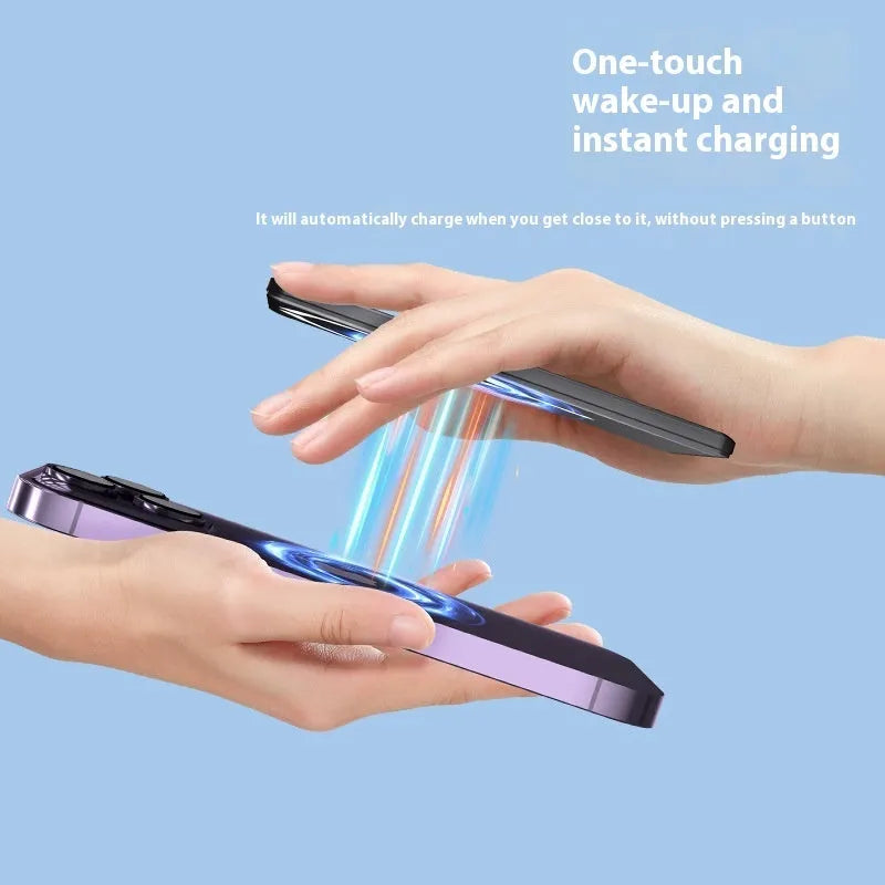 Ultra-thin magnetic power bank in dark gray, silver, black or violet with alloy shell
